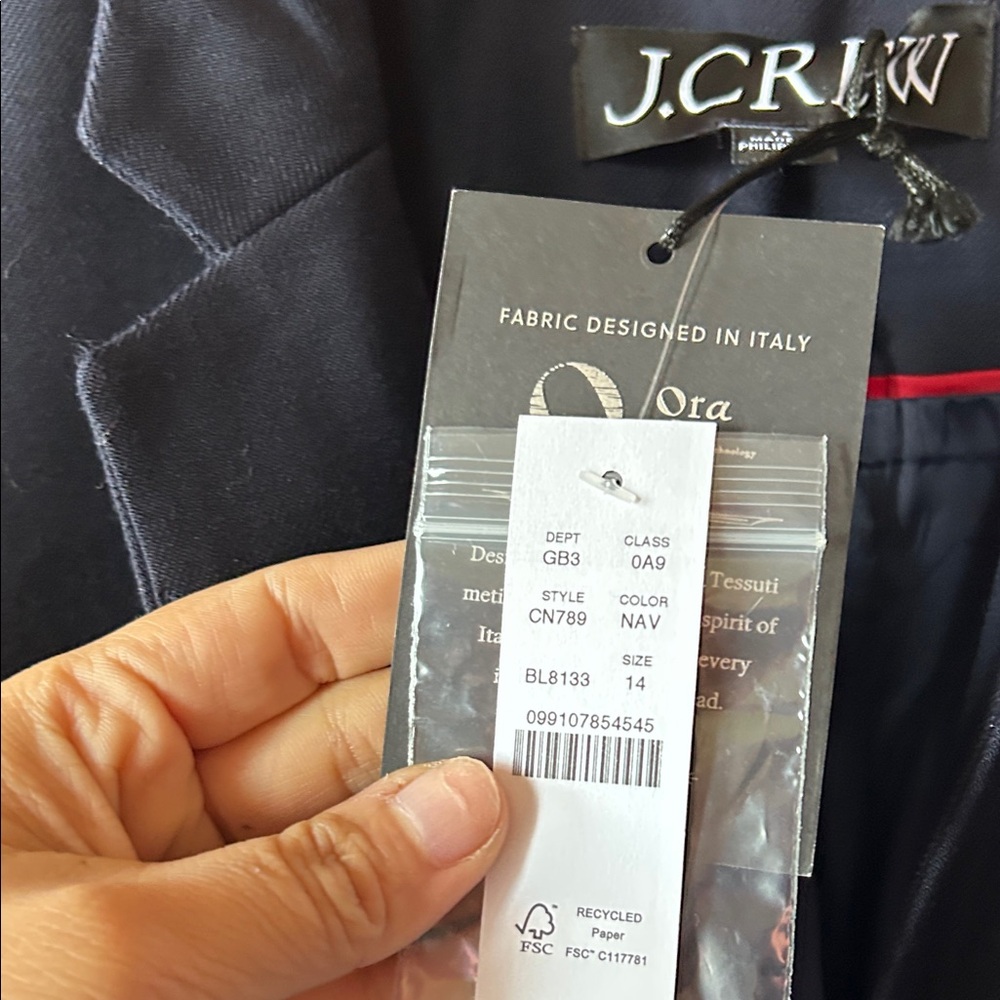 J. Crew Standing collar blazer in wool-blend flannel Size 14 NWT - Picture 6 of 8